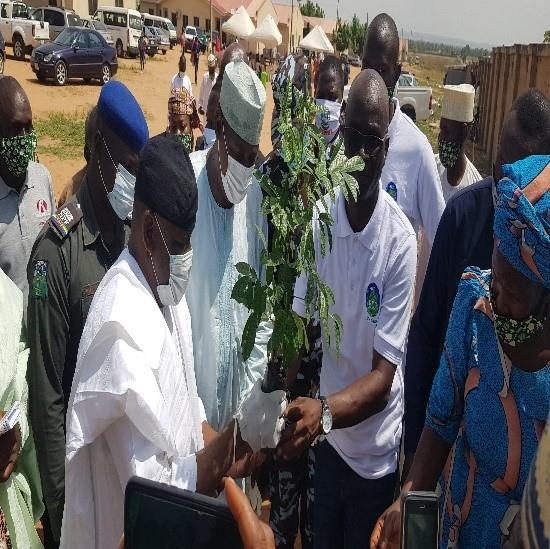 Governor Ahmadu Umaru Fintiri flags off the Green Adamawa Project, Government House, Yola, 2019